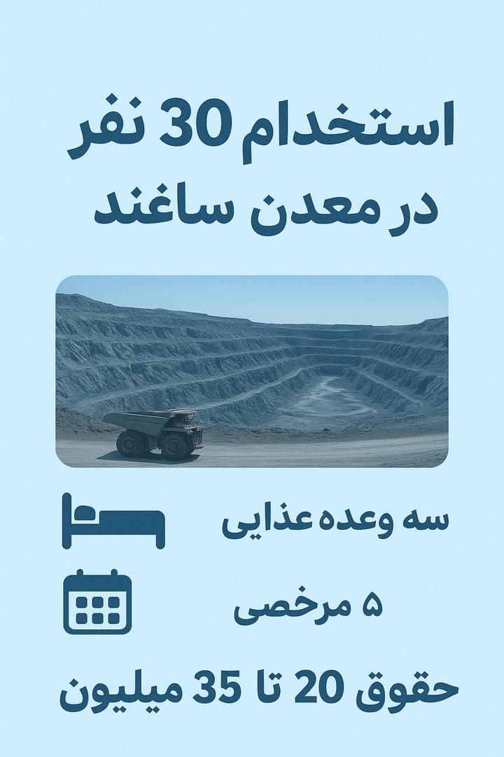 (کاریابی کاریابان یزد)استخدام 30 نیرو معدن ساغند